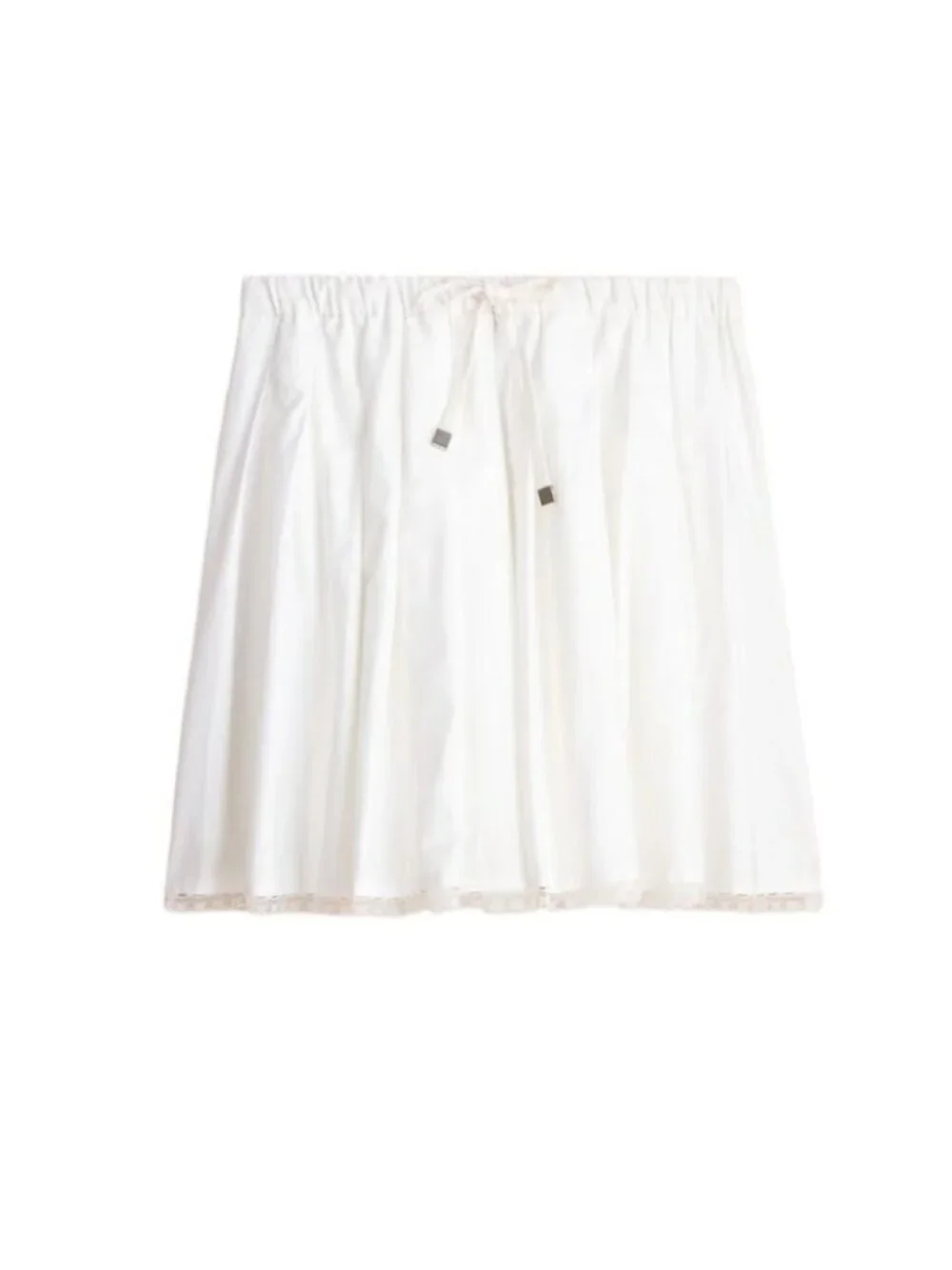 NWT Flawed J.Crew White Mini Skirt XL Pleated Tie-Waist Cotton Preppy Lace-Trim